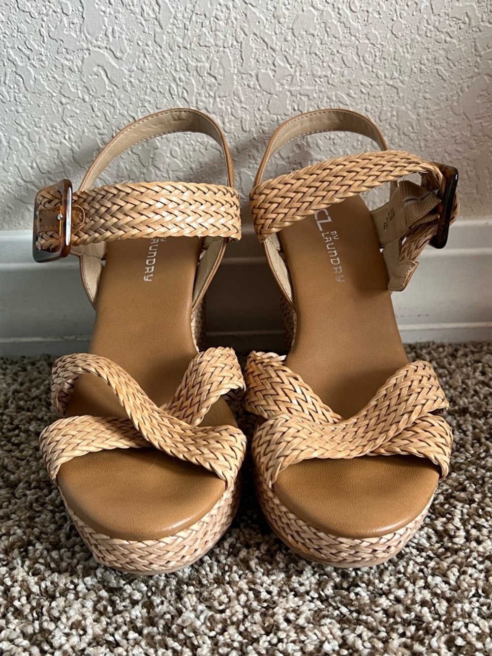 CL by Laundry Braided Platform Sandals - Tan